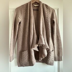 Mauve Anthropologie Cashmere shawl sweater